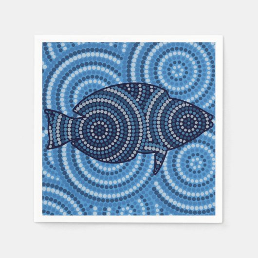 Aboriginal fish stipschilderij servetten (Voorkant)