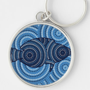 Aboriginal fish stipschilderij sleutelhanger