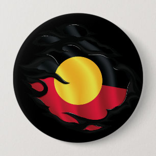 Aboriginal gescheurde vlag ronde button 4,0 cm