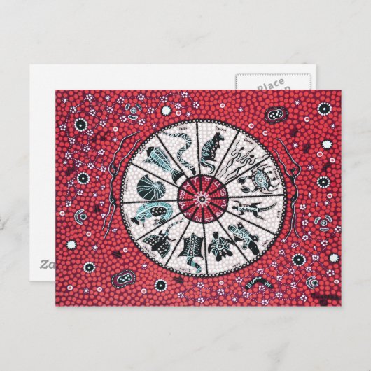 Aboriginal Horoscope Red Briefkaart (Voorkant / Achterkant)