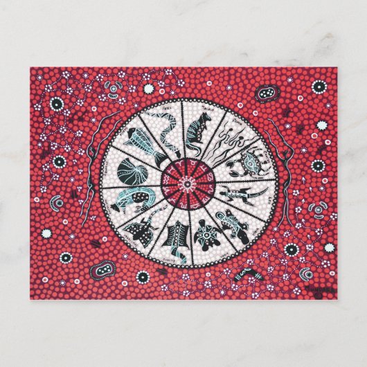 Aboriginal Horoscope Red Briefkaart (Voorkant)