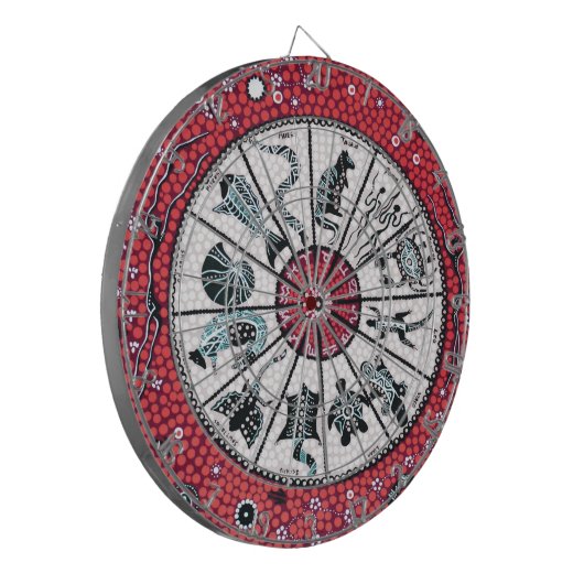 Aboriginal Horoscope Red Dartbord (Voorkant Links)