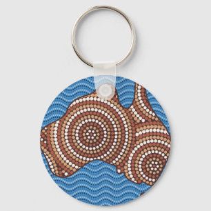 Aboriginal kaart dot painting sleutelhanger