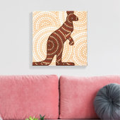 Aboriginal kangaroo stipschilderij canvas afdruk (Insitu (Woonkamer))