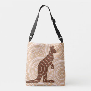 Aboriginal kangaroo stipschilderij crossbody tas