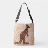 Aboriginal kangaroo stipschilderij crossbody tas (Voorkant)
