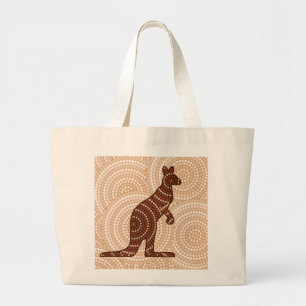 Aboriginal kangaroo stipschilderij grote tote bag