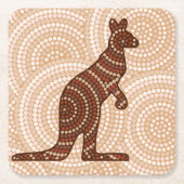 Aboriginal kangaroo stipschilderij kartonnen onderzetters (Voorkant)