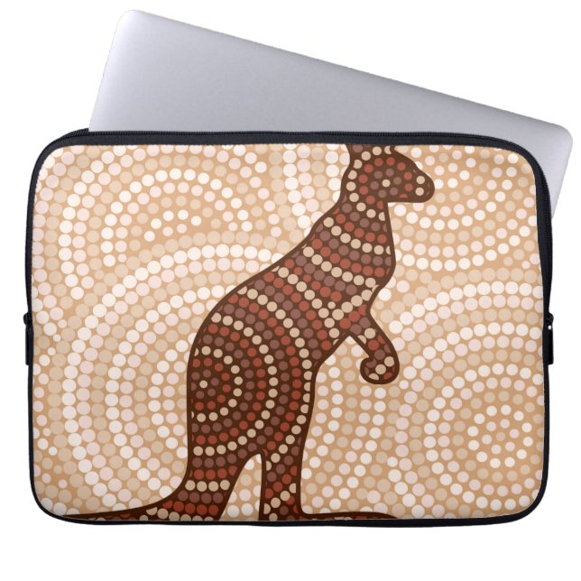 Aboriginal kangaroo stipschilderij laptop sleeve (Voorkant)
