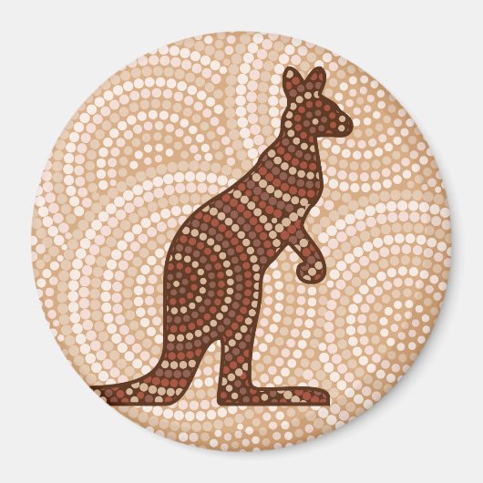 Aboriginal kangaroo stipschilderij magneet (Voorkant)