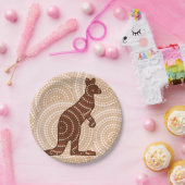 Aboriginal kangaroo stipschilderij papieren bordje (Feest)