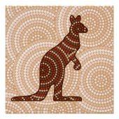 Aboriginal kangaroo stipschilderij perfect poster (Voorkant)
