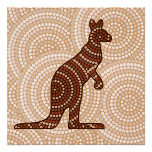 Aboriginal kangaroo stipschilderij perfect poster