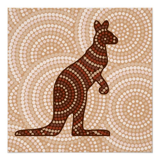 Aboriginal kangaroo stipschilderij perfect poster (Voorkant)