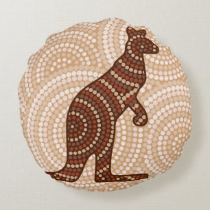 Aboriginal kangaroo stipschilderij rond kussen