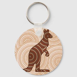 Aboriginal kangaroo stipschilderij sleutelhanger