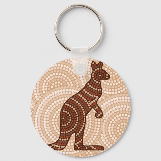 Aboriginal kangaroo stipschilderij sleutelhanger (Voorkant)