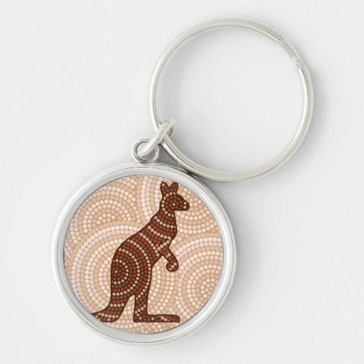 Aboriginal kangaroo stipschilderij sleutelhanger (Voorkant)