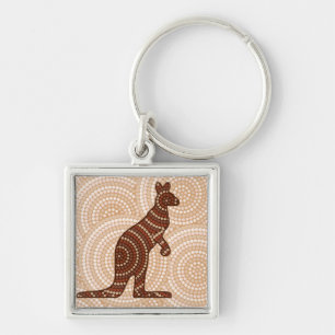Aboriginal kangaroo stipschilderij sleutelhanger
