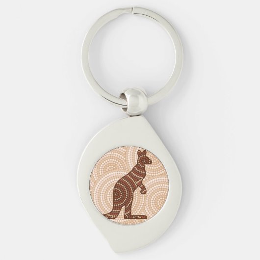 Aboriginal kangaroo stipschilderij sleutelhanger (Voorkant)