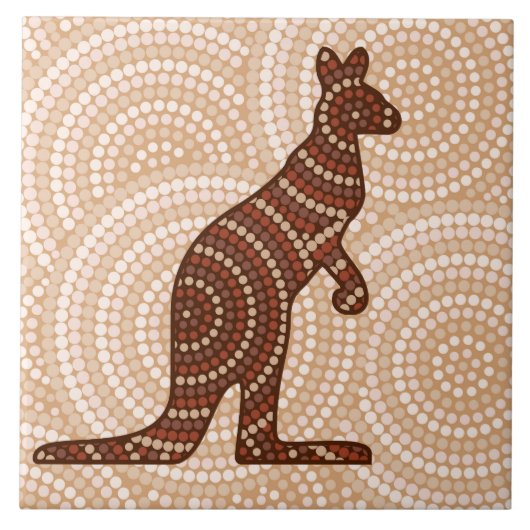 Aboriginal kangaroo stipschilderij tegeltje (Voorkant)