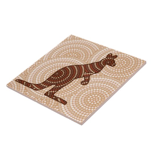 Aboriginal kangaroo stipschilderij tegeltje (Zijkant)