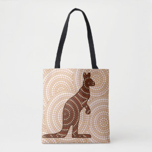 Aboriginal kangaroo stipschilderij tote bag