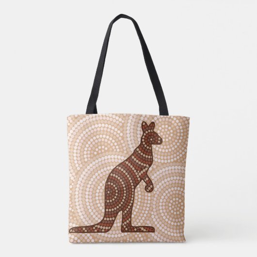 Aboriginal kangaroo stipschilderij tote bag (Achterkant)