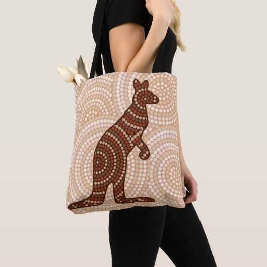 Aboriginal kangaroo stipschilderij tote bag (Dichtbij)