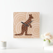 Aboriginal kangaroo stipschilderij vierkante klok (Huis)