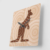 Aboriginal kangaroo stipschilderij vierkante klok (Hoek)