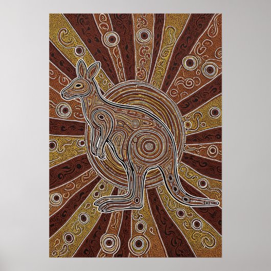 aboriginal kangoeroe dot poster (Voorkant)