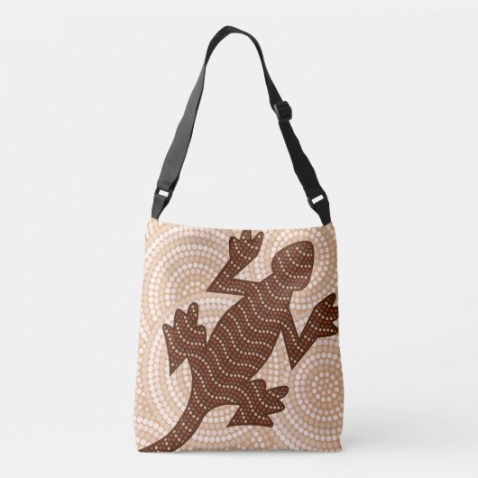 Aboriginal lizard stip schilderij crossbody tas (Achterkant)