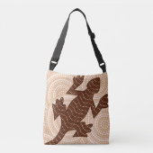 Aboriginal lizard stip schilderij crossbody tas (Voorkant)