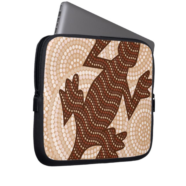 Aboriginal lizard stip schilderij laptop sleeve (Voorkant Rechts)