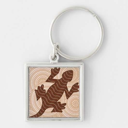 Aboriginal lizard stip schilderij sleutelhanger (Voorkant)