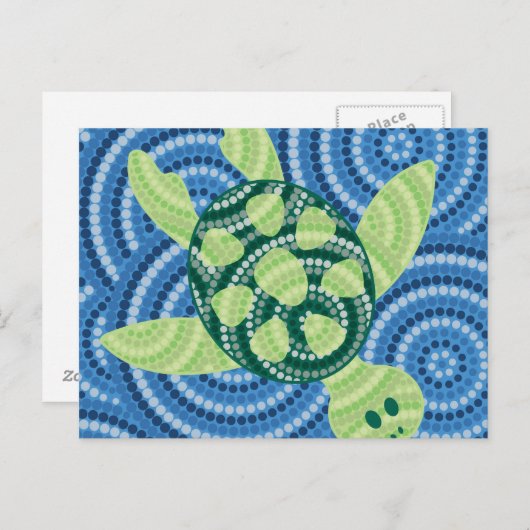 Aboriginal schilderij met schildpad briefkaart (Voorkant / Achterkant)