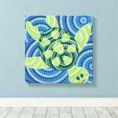 Aboriginal schilderij met schildpad canvas afdruk (Insitu (Houten vloer))