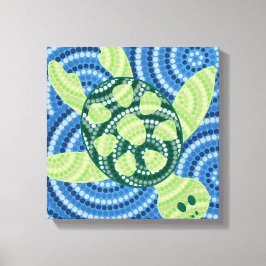 Aboriginal schilderij met schildpad canvas afdruk (Voorkant)