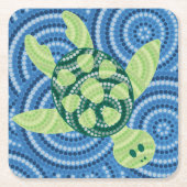 Aboriginal schilderij met schildpad kartonnen onderzetters (Voorkant)