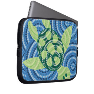 Aboriginal schilderij met schildpad laptop sleeve