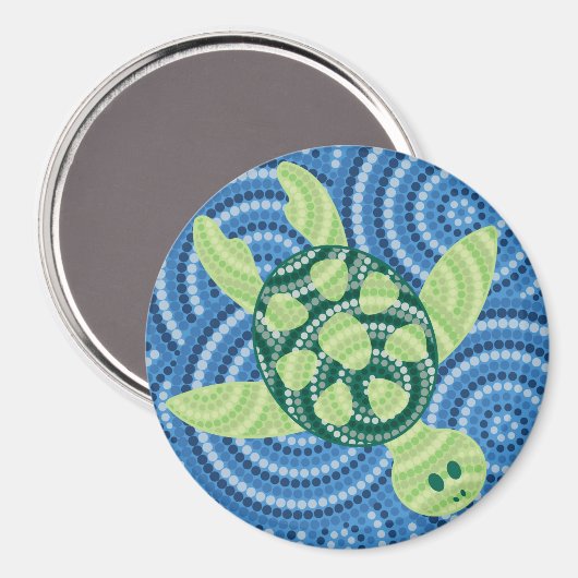Aboriginal schilderij met schildpad magneet (Voorkant / Achterkant)