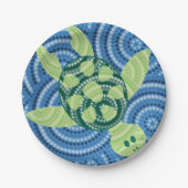 Aboriginal schilderij met schildpad papieren bordje (Voorkant)