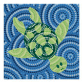 Aboriginal schilderij met schildpad poster (Voorkant)