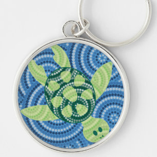 Aboriginal schilderij met schildpad sleutelhanger