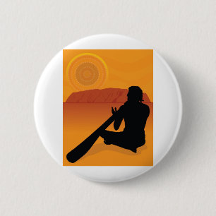 Aboriginal Silhouette Ronde Button 5,7 Cm