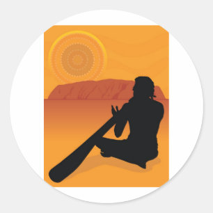 Aboriginal Silhouette Ronde Sticker