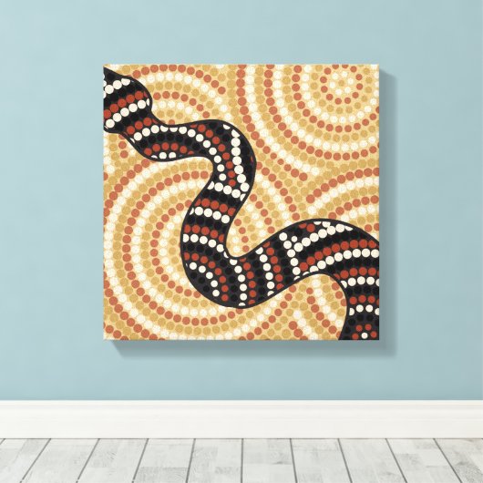 Aboriginal slangenschilderij canvas afdruk (Insitu (Houten vloer))