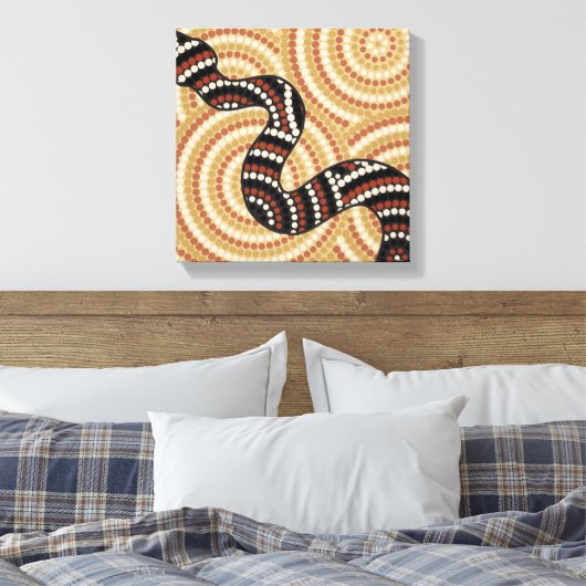 Aboriginal slangenschilderij canvas afdruk (Insitu (Slaapkamer))