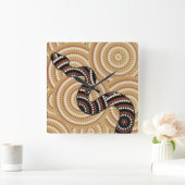 Aboriginal slangenschilderij vierkante klok (Huis)